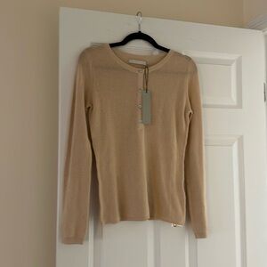 One Grey Day 100% Cotton Knit Henley (S) has Neutral w Pale Peach Hue- NWT